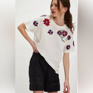 Free People "PETAL STITCH TISSUE" TEE , Large , NWOT